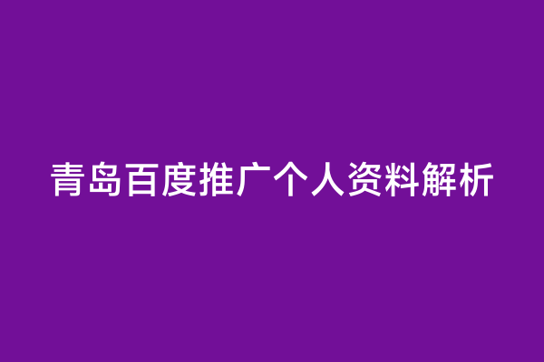青岛百度推广个人资料解析