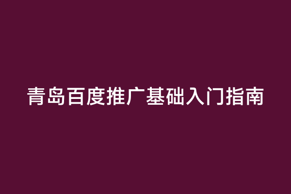 青岛百度推广基础入门指南