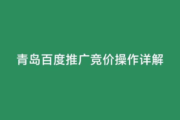 青岛百度推广竞价操作详解