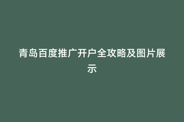 青岛百度推广开户全攻略及图片展示