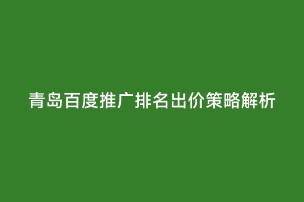 青岛百度推广排名出价策略解析