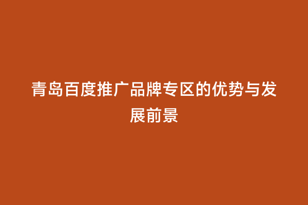 青岛百度推广品牌专区的优势与发展前景