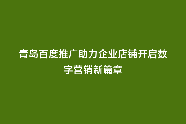 青岛百度推广助力企业店铺开启数字营销新篇章