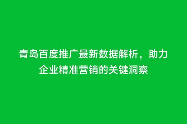 青岛百度推广最新数据解析，助力企业精准营销的关键洞察